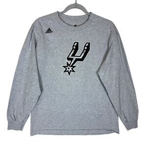 Adidas San Antonio Spurs Sweatshirt Men Medium Gray #2 Kawhi Leonard Long Sleeve